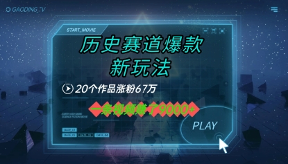 20个作品涨粉67W，一条视频收益1k+，历史赛道爆款新玩法-领学通
