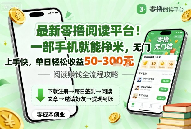 最新零撸阅读平台!一部手机就能挣米,无门槛上手快,单日轻松收益50-3张【揭秘】-领学通