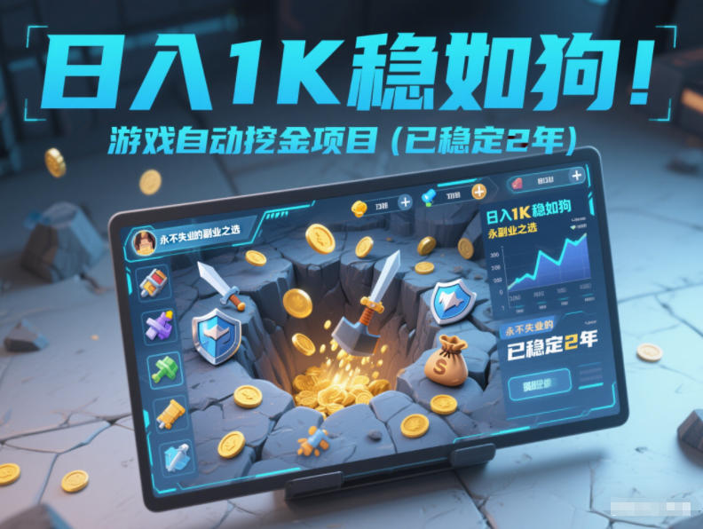 日入1K稳如狗！游戏自动挖金项目（已稳定2年），永不失业的副业之选【揭秘】-领学通