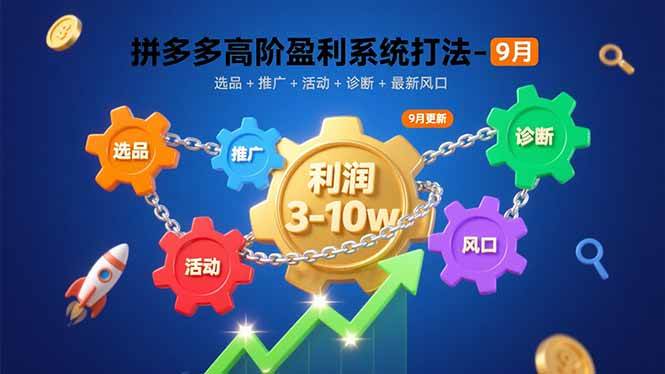 （15916期）拼多多高阶盈利系统打法-9月：选品+推广+活动+诊断+最新风口，月利润3-10w-领学通
