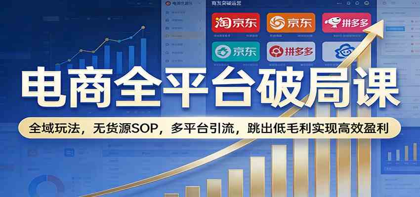电商全平台破局课:全域玩法,无货源SOP,多平台引流,跳出低毛利实现高效盈利-领学通
