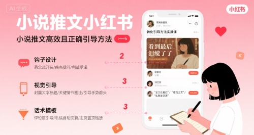 小说推文小红书高转化引导方法实操课，小说推文高效且正确引导方法-领学通