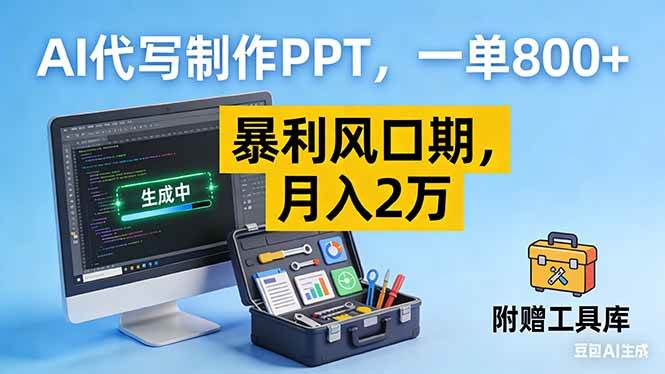 (16967期)AI代写制作PPT,一单800+, 暴利风口期,月入2万【附工具】-领学通