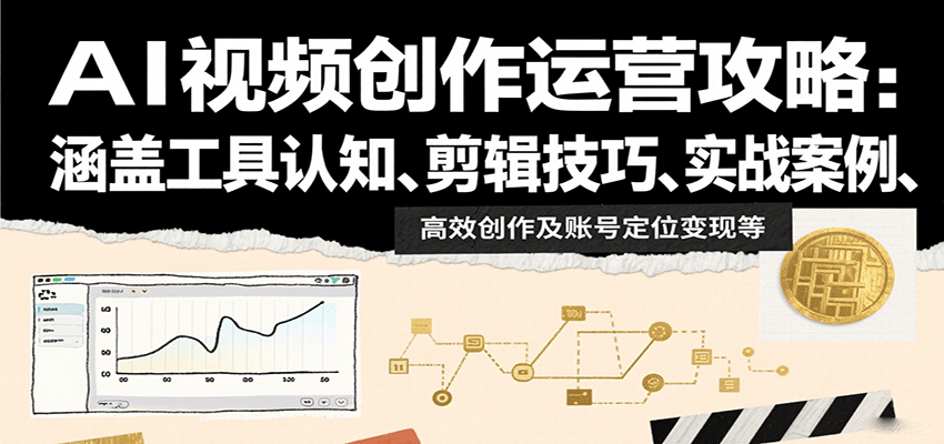 AI视频创作运营攻略：涵盖工具认知、剪辑技巧、实战案例、高效创作及账号定位变现等-领学通