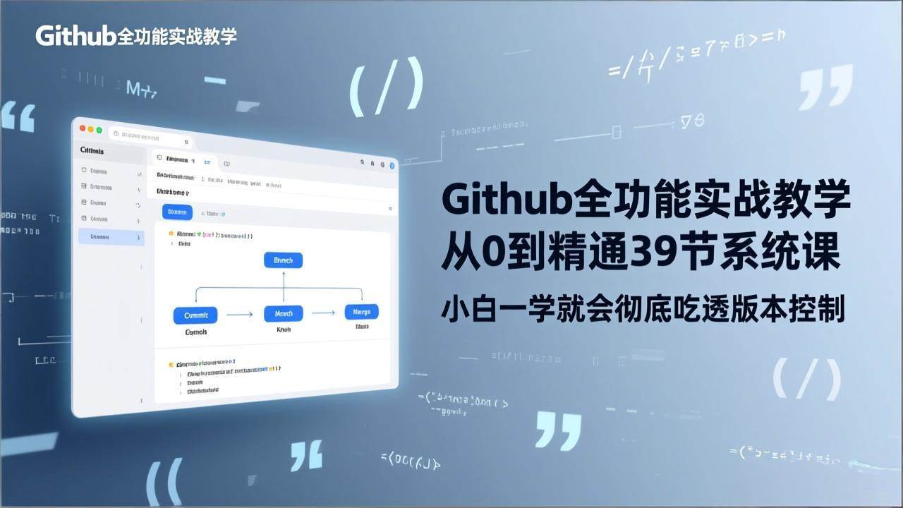 （17501期）GitHub-全功能实战教学，从0到精通39节系统课，小白一学就会彻底吃透版本控制-领学通
