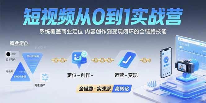 （15570期）短视频从0到1的实战营：系统覆盖商业定位,内容创作到变现闭环的全链路技能-领学通