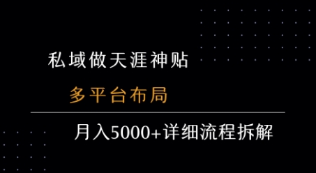 私域做天涯神贴 多平台布局 月入5k+详细流程拆解-领学通