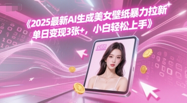2025最新AI生成美女壁纸暴力拉新, 单日变现3张+，小白轻松上手-领学通