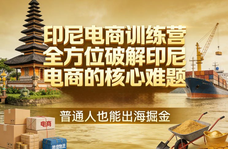 印尼电商训练营，全方位破解印尼电商的核心难题，普通人也能出海掘金-领学通