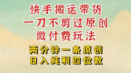 快手黑科技搬运带货，一刀不剪过原创，微付费投流玩法，轻松日入四位数，深层揭秘玩法-领学通