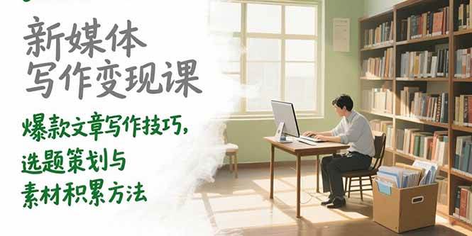 （15345期）新媒体写作变现课，爆款文章写作技巧，选题策划与素材积累方法-领学通