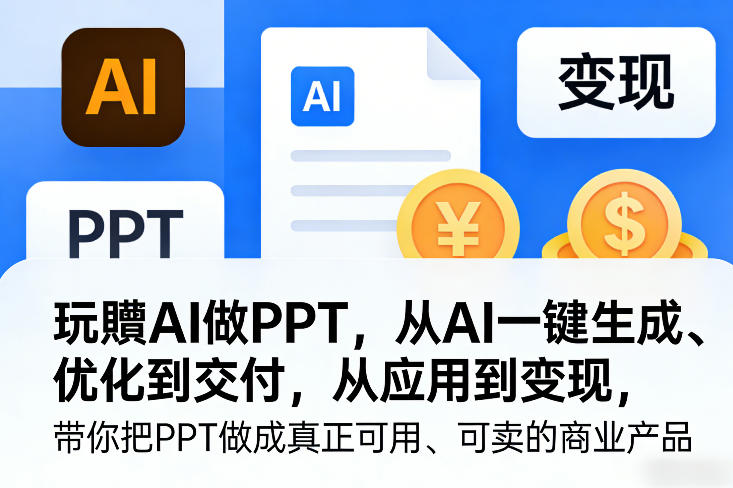 玩賺AI做PPT,从AI一键生成、优化到交付,从应用到变现,带你把PPT做成真正可用、可卖的商业产品-领学通