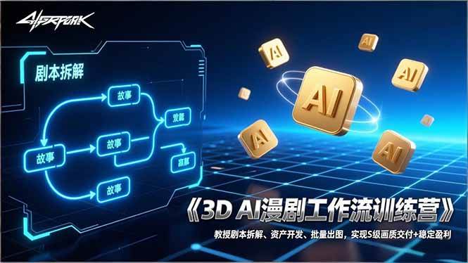 (17276期)3D AI漫剧工作流训练营:教授剧本拆解、资产开发、批量出图,实现S级画质交付+稳定盈利-领学通