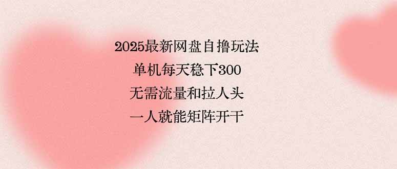 （15831期）2025最新网盘自撸玩法，单机每天稳下3张，无需流量和拉人头，一个人就…-领学通