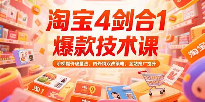 （15415期）淘宝4剑合1爆款技术课，阶梯提价破量法，内外销双改策略，全站推广拉升-领学通