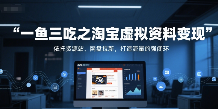 一鱼三吃之淘宝虚拟资料变现，依托资源站、网盘拉新，打造流量的强闭环-领学通