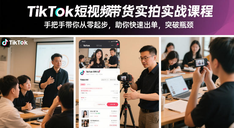 TikTok短视频带货实拍实战课程,手把手带你从零起步,助你快速出单,突破瓶颈-领学通