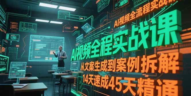 （15172期）AI视频全流程实战课，从文案生成到案例拆解，14天速成45天精通-领学通
