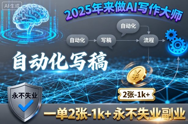 2025年来做AI写作大师，自动化写稿，一单2张-1k+，永不失业副业-领学通