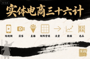 实体电商三十六计，短视频-获客-直播-矩阵营销-流量-数据-选品-领学通