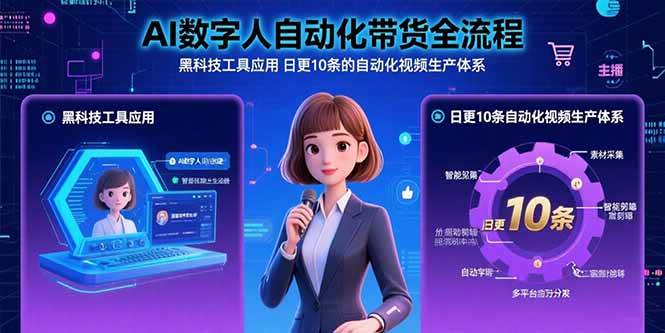 （15699期）AI数字人自动化带货全流程：黑科技工具应用 日更10条的自动化视频生产体系-领学通