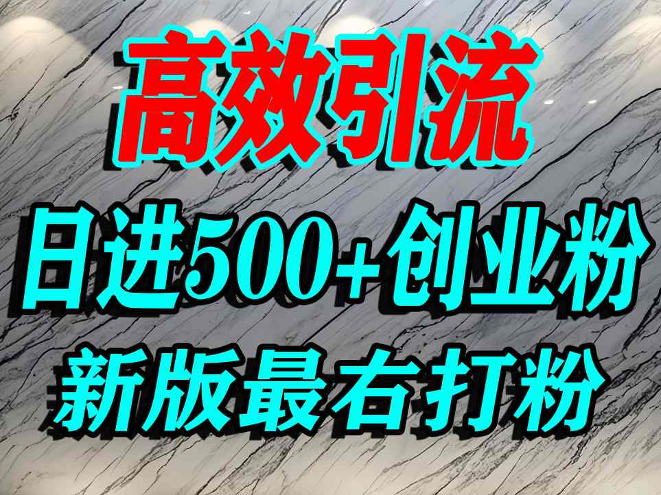 最右打创业粉，百分之九十九同行都不知道的空白蓝海，单人日引500+精准流量-领学通