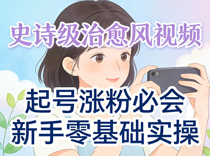 史诗级治愈风视频爆了,起号涨粉必会,新手零基础实操(实操+变现全讲解)-领学通