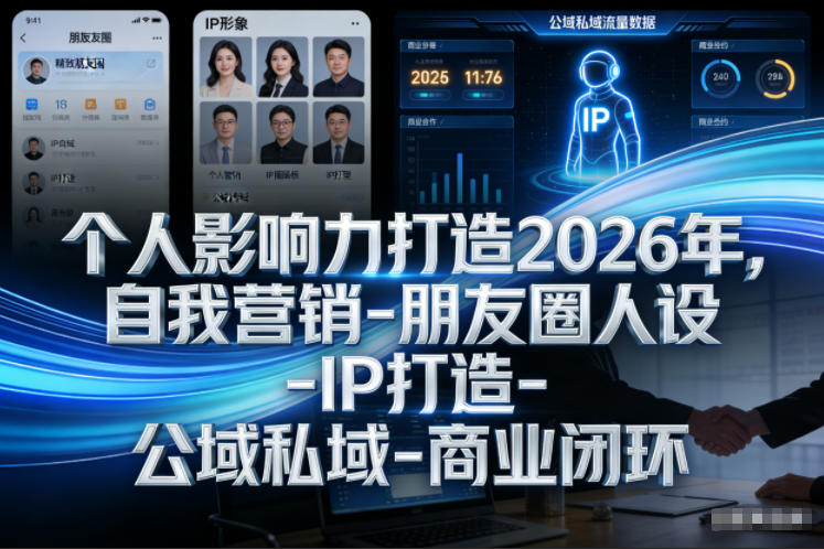 个人影响力打造2026年，自我营销-朋友圈人设-IP打造-公域私域-商业闭环-领学通