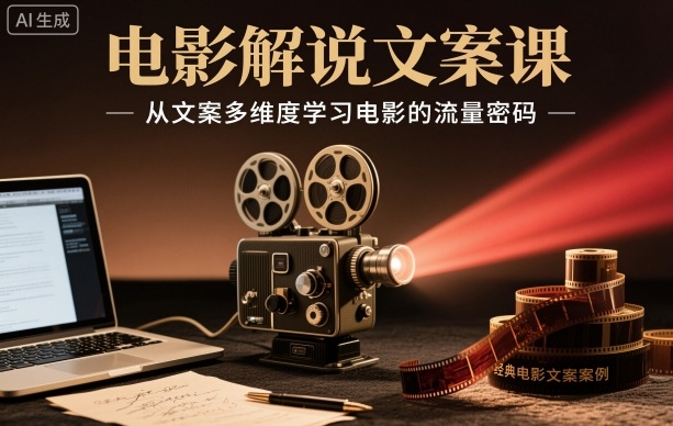 电影解说文案课,从文案多维度学习电影的流量密码-领学通