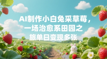 AI制作小白兔采草莓，一场治愈系田园之旅单日变现多张-领学通