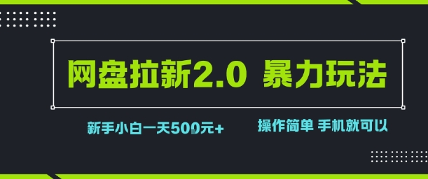 网盘拉新2.0暴力玩法，新手小白一天轻松5张，操作简单-领学通