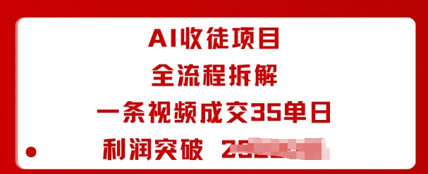 AI收徒项目全流程拆解一条视频成交35单日利润突破1k+-领学通