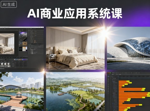 AI商业应用系统课，室内-软装-建筑-景观，智能设计+效果图+动画画实战-领学通