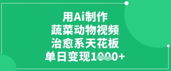 用ai制作蔬菜动物视频，治愈天花板，单日变现多张-领学通