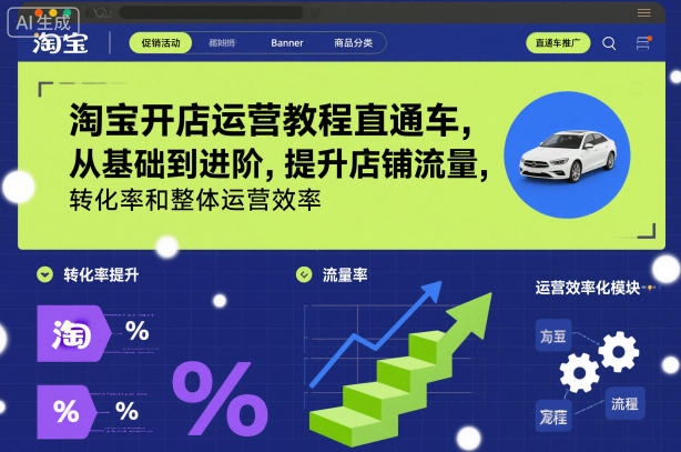 淘宝开店运营教程直通车，从基础到进阶，提升店铺流量，转化率和整体运营效率（更新26年3月15日）-领学通