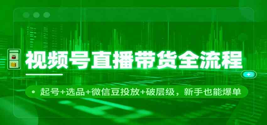 视频号直播带货全流程:起号+选品+微信豆投放+破层级,新手也能爆单-领学通