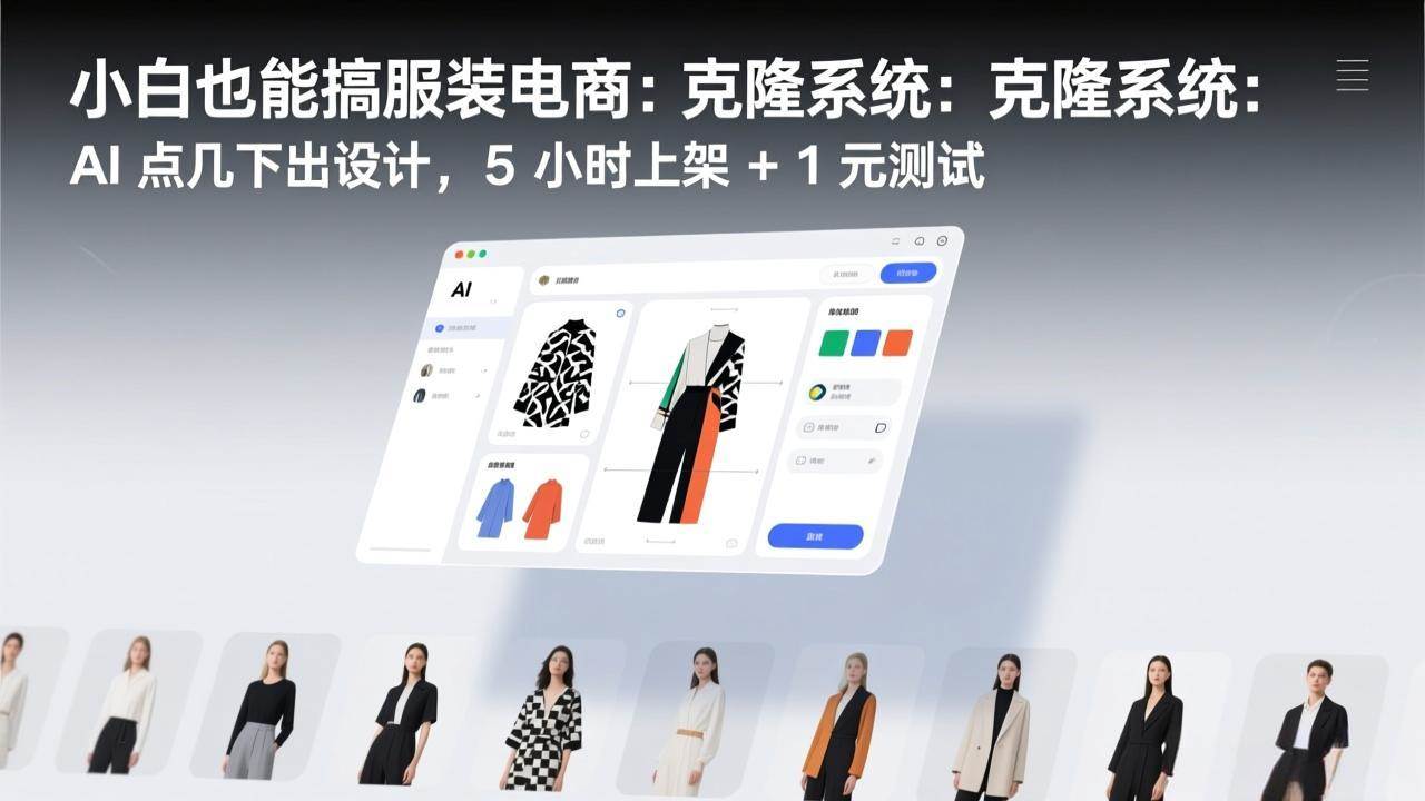 （17411期）小白也能搞服装电商：克隆系统：AI 点几下出设计，5 小时上架 + 1 元测试-领学通