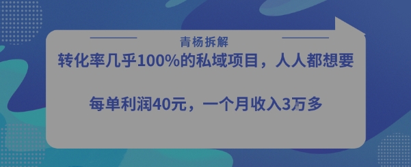 转化率最高的私域项目，每单利润40-50米，月入过1w-领学通