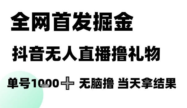 全网首发掘金抖音无人直播撸礼物，单号1k +无脑撸，当天拿结果【揭秘】-领学通