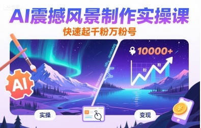 AI震撼风景制作实操课，快速起千粉万粉号-领学通