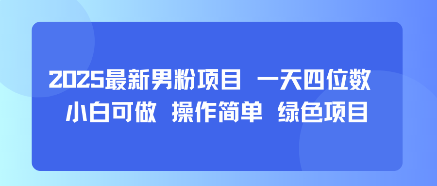 2025最新男粉项目 一天四位数 小白可做 操作简单 绿色项目-领学通