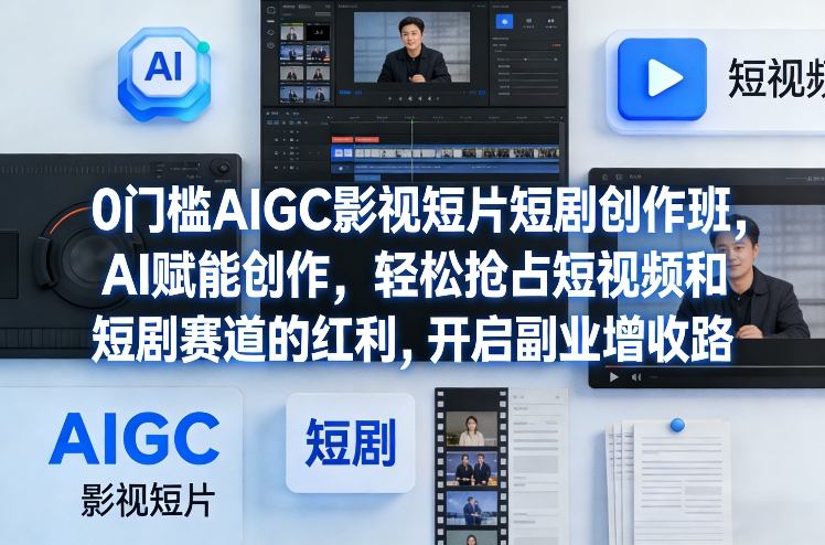 0门槛AIGC影视短片短剧创作班，AI赋能创作，轻松抢占短视频和短剧赛道的红利，开启副业增收路-领学通