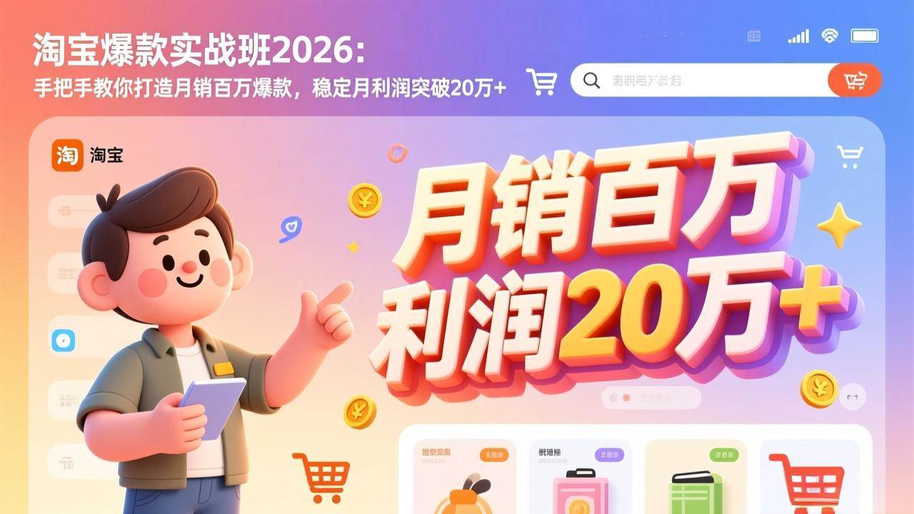 （17401期）淘宝爆款实战班-2026年2月更新：手把手教你打造月销百万爆款，稳定月利润突破20万+-领学通