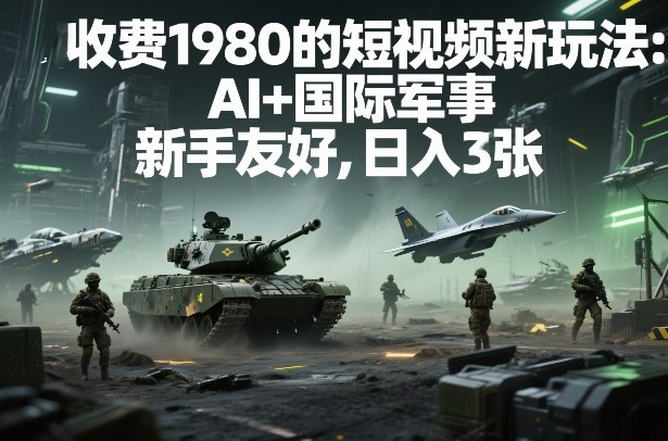 外面收费1980的短视频新玩法:AI+国际军事,新手友好,日入3张+【附详细教程】-领学通