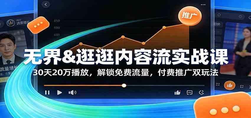 无界&逛逛内容流实战课：30天20万播放，解锁免费流量，付费推广双玩法-领学通