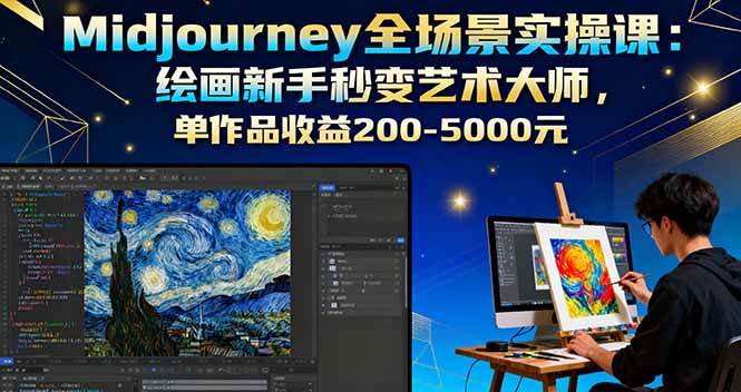 (16125期)Midjourney全场景实操课:绘画新手秒变艺术大师,单作品收益200-5000元-领学通