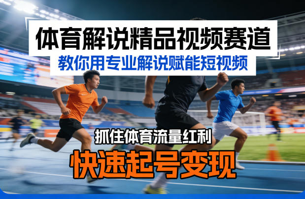 体育解说精品视频赛道,教你用专业解说赋能短视频,抓住体育流量红利,快速起号变现-领学通